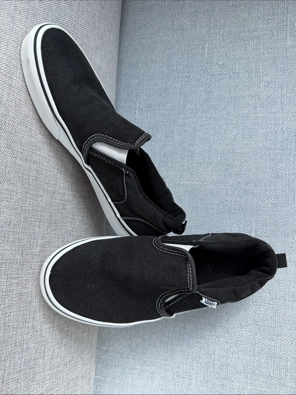 Kids Vans Black Slip-On Canvas Loafers with White Midsole Size 5,5 (Big Kid)